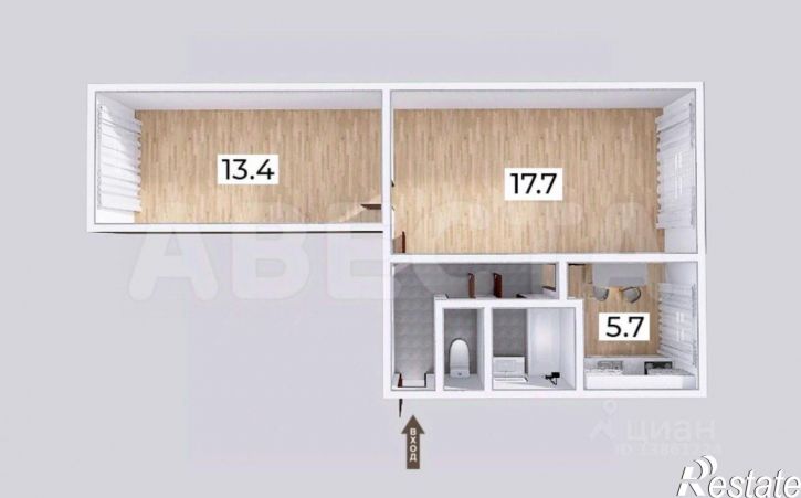 2-комн квартира улица 50-летия ВЛКСМ, 4Б,  д. 4Б