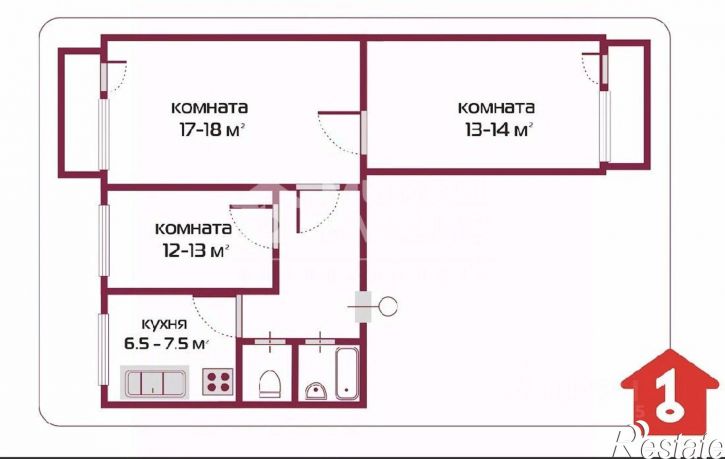 3-комн квартира ул Волкова, 15,  д. 15