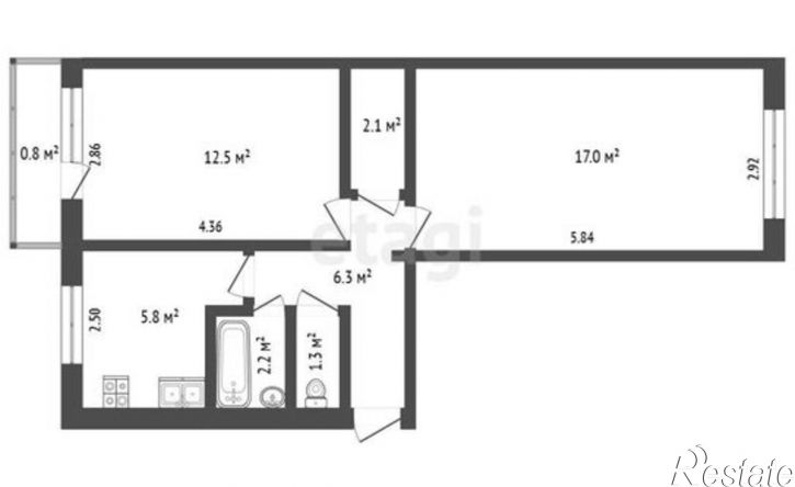 2-комн квартира ул Путилова, 11,  д. 11