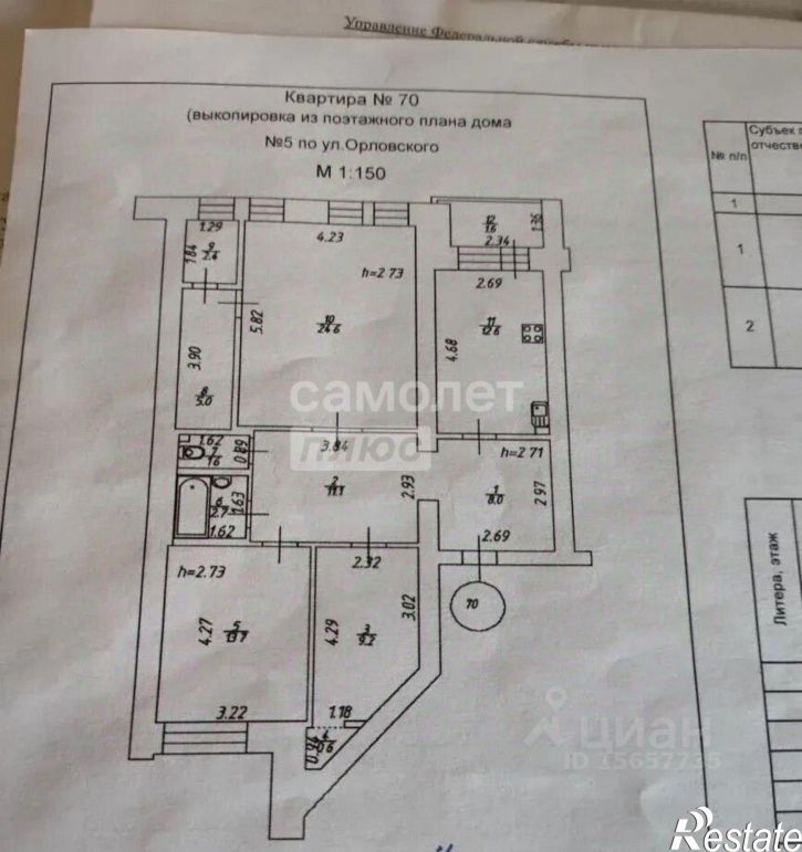 3-комн квартира ул Орловского, 5,  д. 5