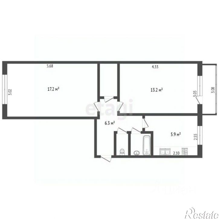 2-комн квартира ул Крыловская, 54А,  д. 54А