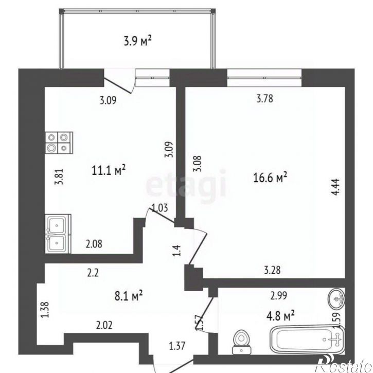 1-комн квартира ул Архиепископа Сильвестра, 3,  д. 3