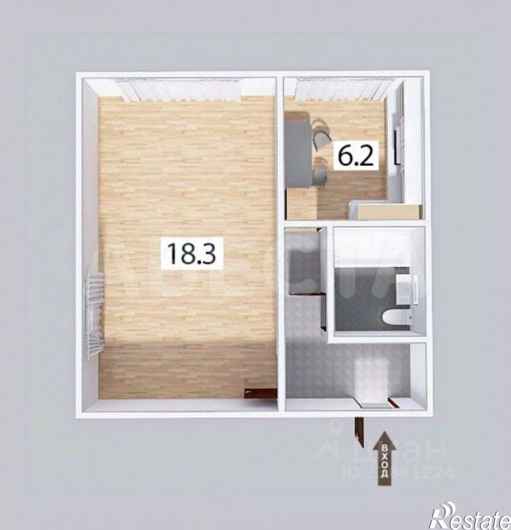 1-комн квартира ул 2-я Солнечная, 29/2,  д. 29/2
