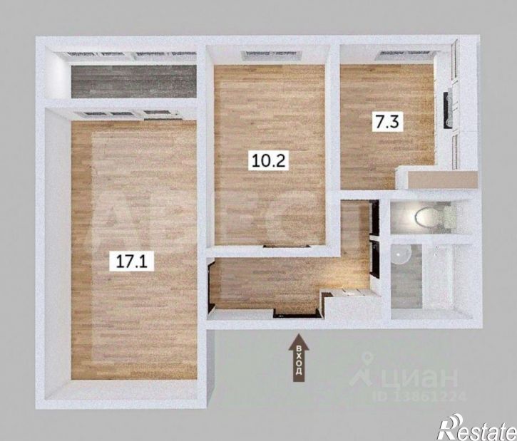 2-комн квартира ул Лисицкого, 9Б,  д. 9Б