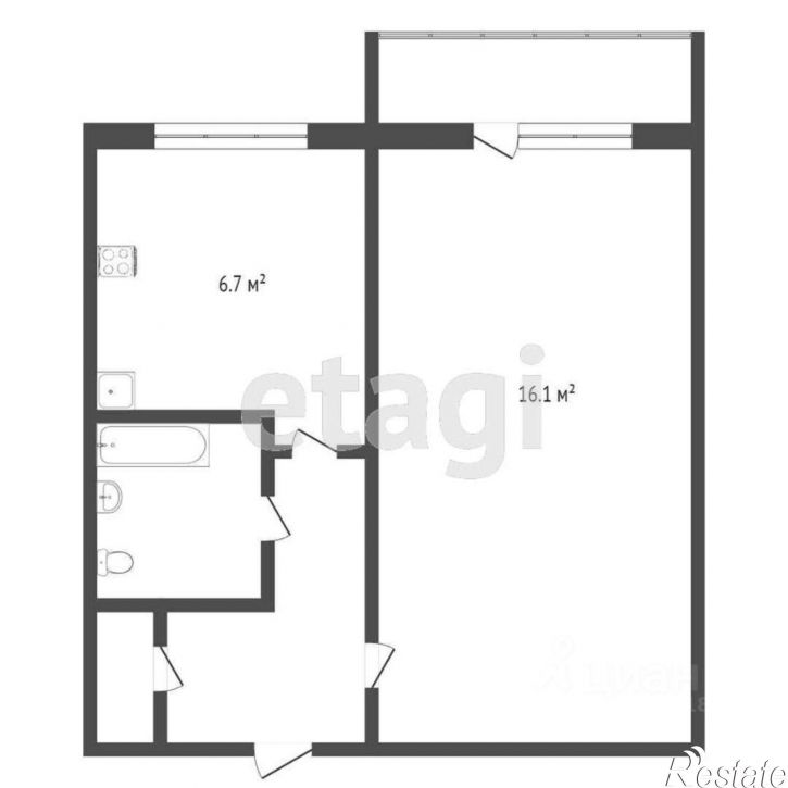 1-комн квартира ул Сергея Тюленина, 1А,  д. 1А