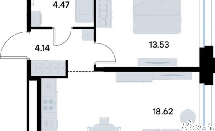 1-комн квартира в новом доме ул Правый Берег Иртыша, 164,  д. 164