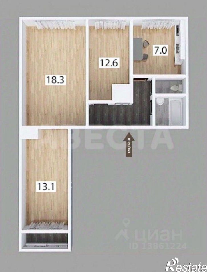 3-комн квартира ул Стрельникова, 1,  д. 1