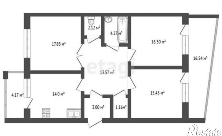 3-комн квартира ул Яковлева, 15,  д. 15