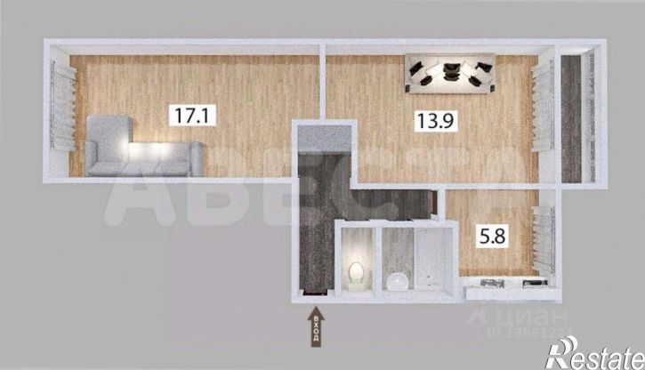 2-комн квартира ул 22 Апреля, 12Б,  д. 12Б