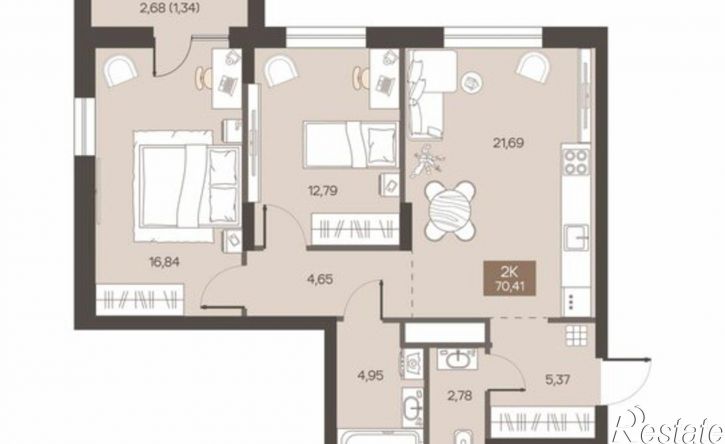 2-комн квартира в новом доме ул Завертяева, 1,  д. 1