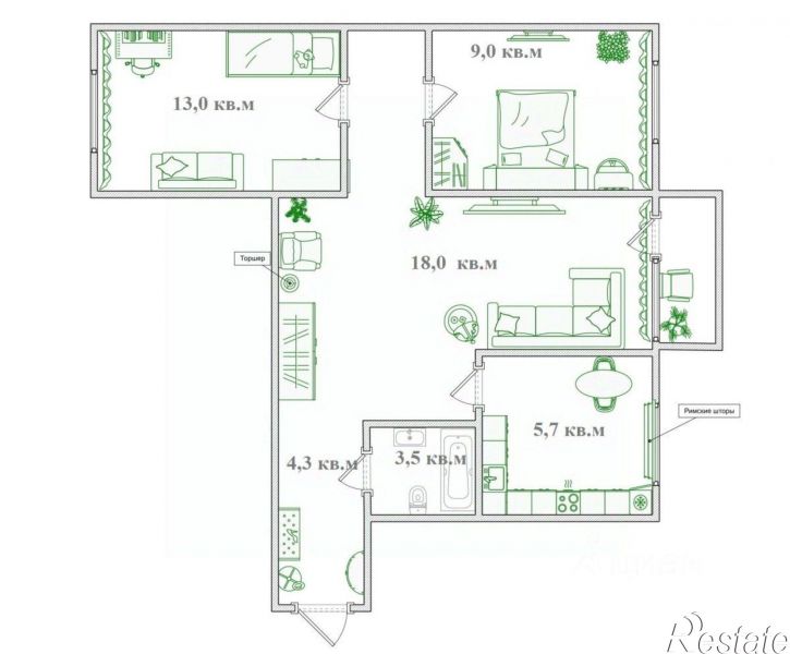 3-комн квартира ул 5-я Кордная, 17,  д. 17