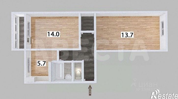 2-комн квартира ул Комкова, 1А,  д. 1А