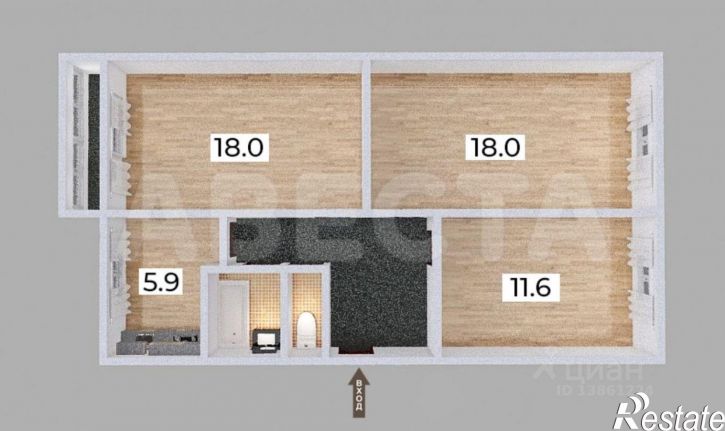 3-комн квартира ул Путилова, 13,  д. 13