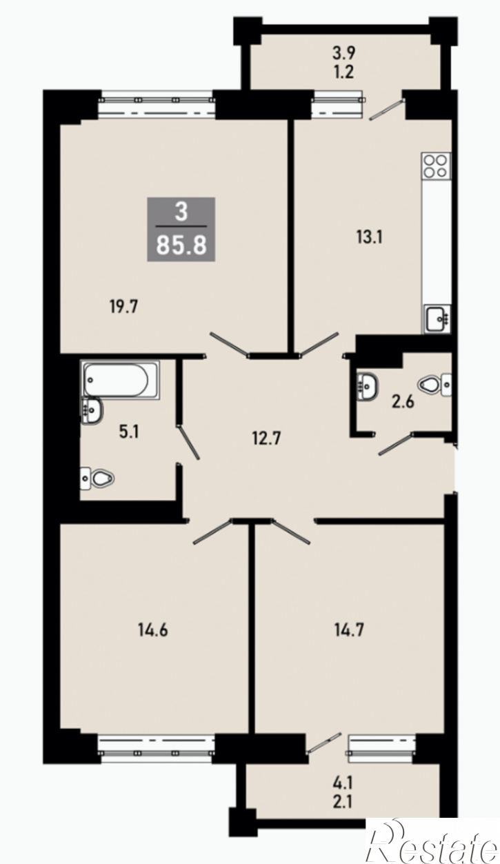 3-комн квартира Б.Г. Шаронова, 33
