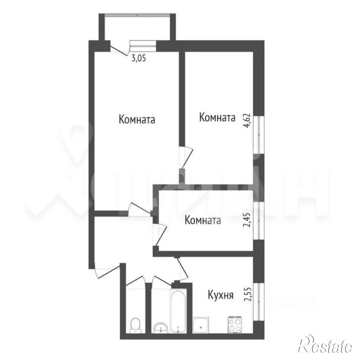 3-комн квартира ул Светлая, 1,  д. 1