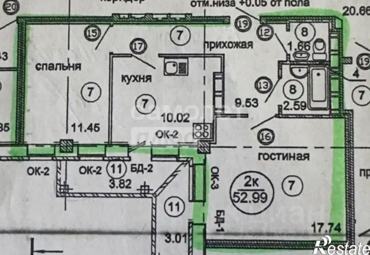 2-комн квартира ул 21-я Амурская, 25 1,  д. 25 1,  к. 1