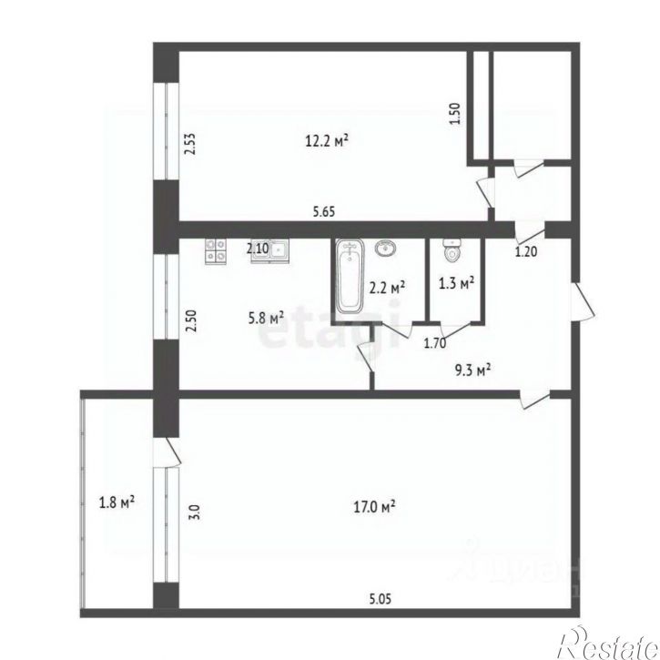 2-комн квартира ул Блюхера, 8,  д. 8