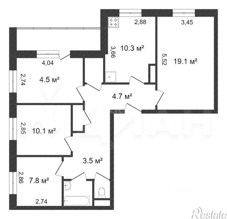 4-комн квартира ул Малиновского, 12 3,  д. 12 3,  к. 3