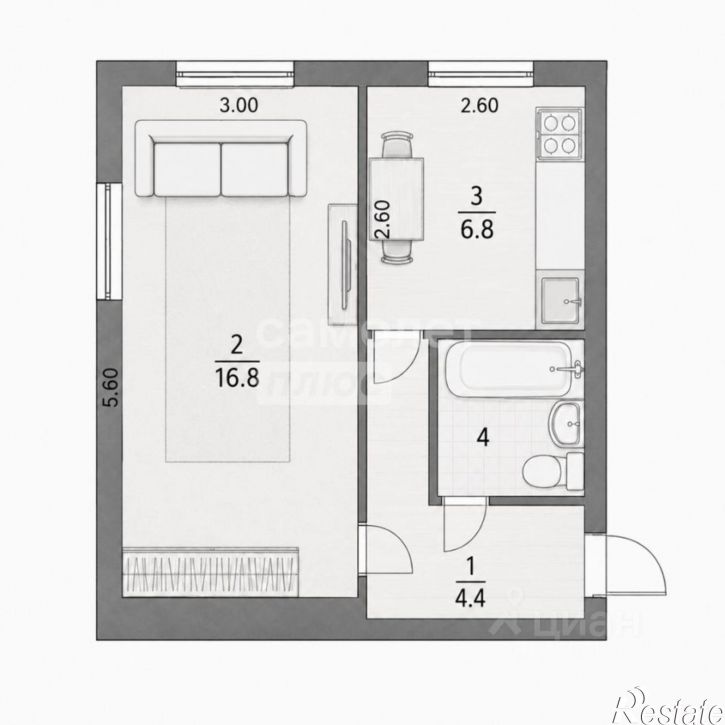 1-комн квартира Космический пр-кт, 75,  д. 75