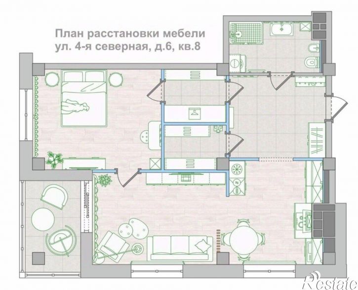 2-комн квартира ул 4-я Северная, 6,  д. 6