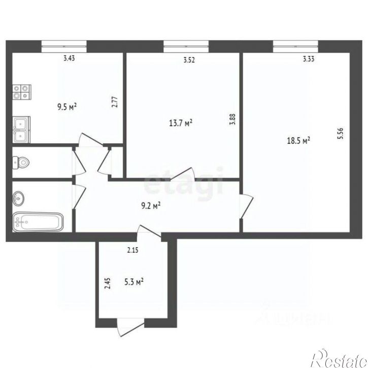2-комн квартира пр-кт Культуры, 5,  д. 5