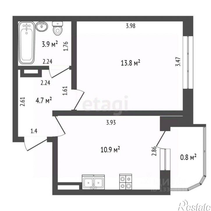 1-комн квартира ул 21-я Амурская, 43,  д. 43