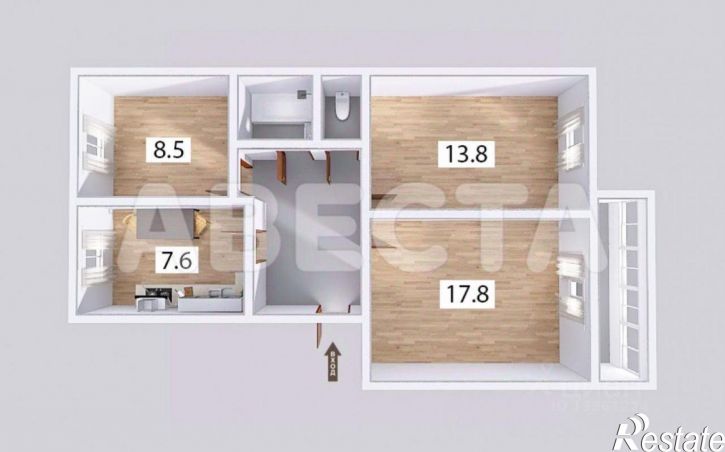 3-комн квартира ул Кузнецова, 6,  д. 6
