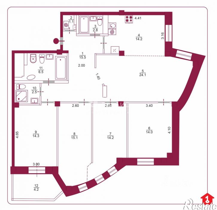 5-комн квартира ул Кемеровская, 24,  д. 24