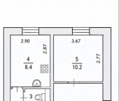 2-комн, 47кв м, этаж 3/3 ул Авиационная, 138