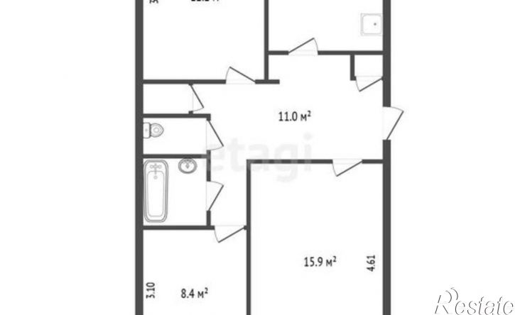 3-комн квартира ул Комсомольская, 16,  д. 16
