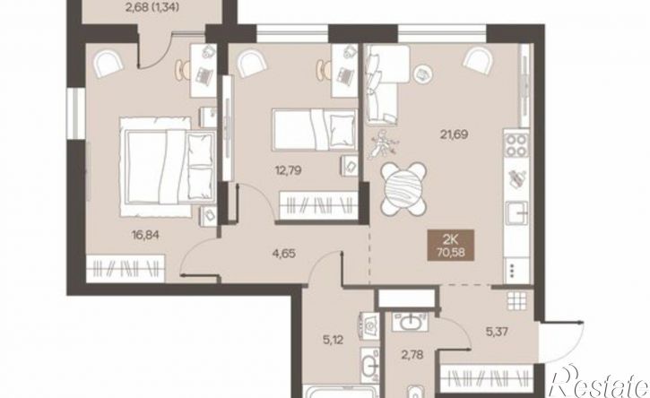 2-комн квартира в новом доме ул Завертяева, 1,  д. 1