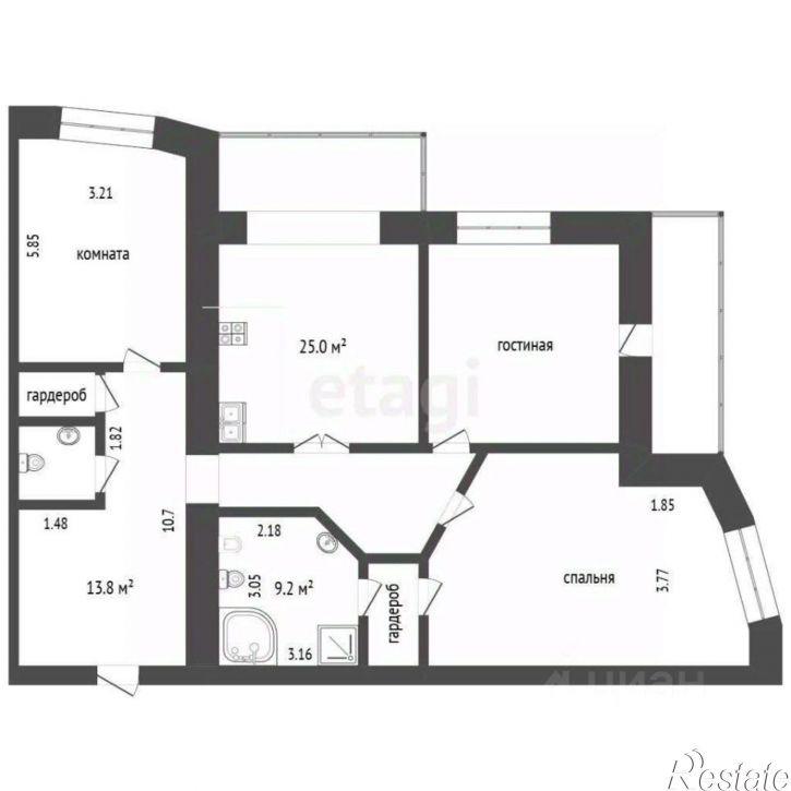3-комн квартира Спортивный пр-д, 5 1,  д. 5 1,  к. 1