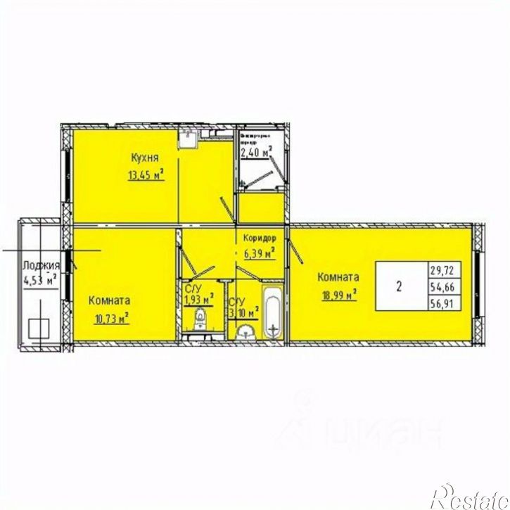 2-комн квартира в новом доме ул 3-я Любинская, 30 1,  д. 30 1,  к. 1