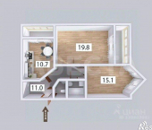 2-комн, 61кв м, этаж 4/10 пр-кт Комарова, 21 2