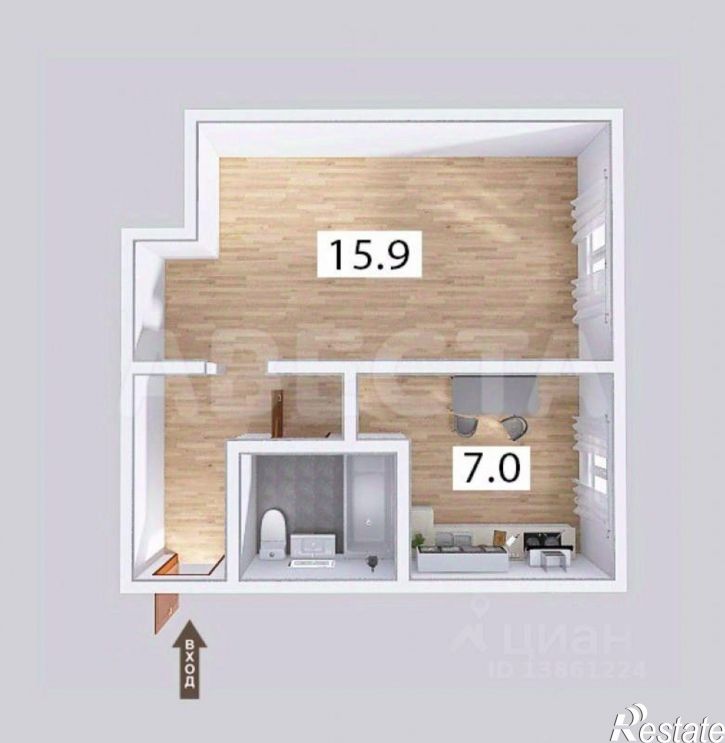 1-комн квартира ул 75 Гвардейской бригады, 18б,  д. 18б