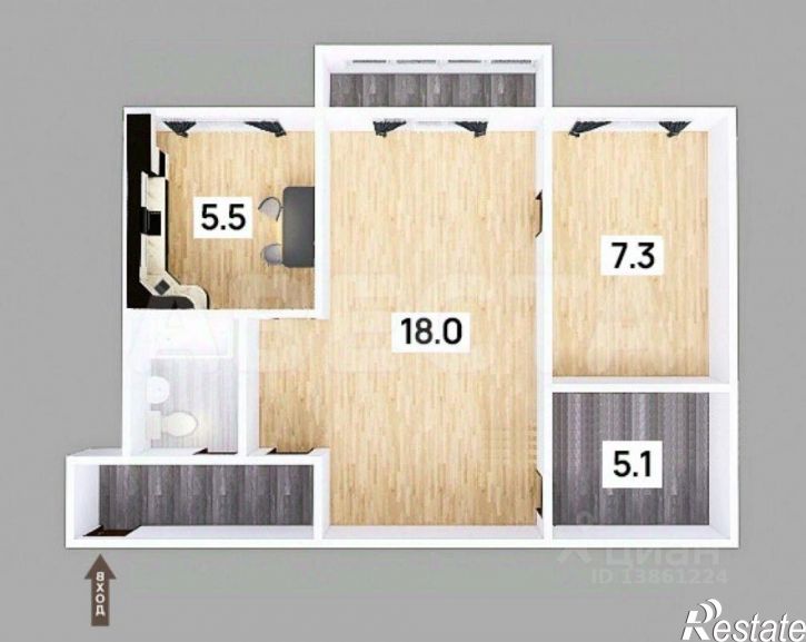 3-комн квартира Комсомольский г-к, 21,  д. 21