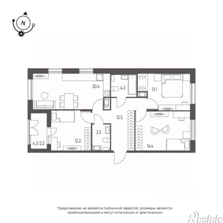 3-комн квартира в новом доме ул Александра Захарченко, 3,  д. 3