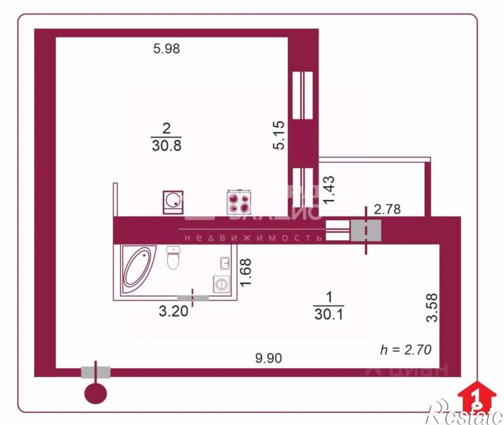 2-комн квартира ул 5 Армии, 14,  д. 14