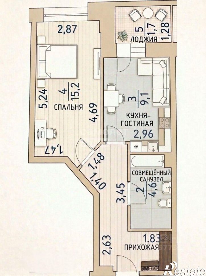1-комн квартира ул Пригородная, 21 3,  д. 21 3,  к. 3