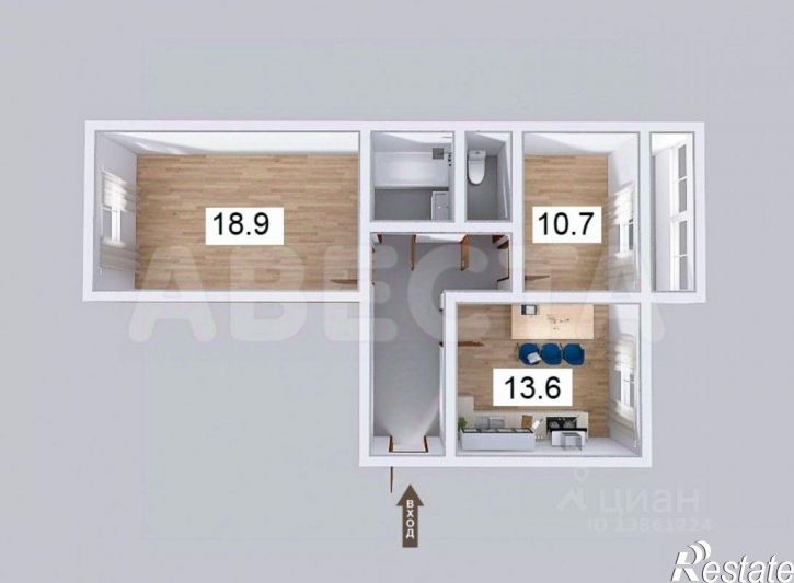 2-комн квартира ул. Сергея Тюленина, 6