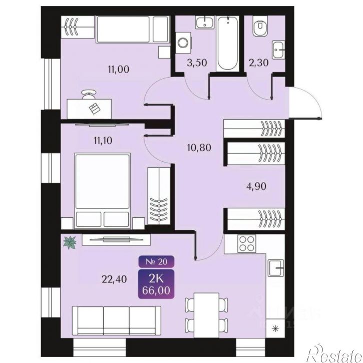 2-комн квартира в новом доме ул 6-я Северная, 138,  д. 138