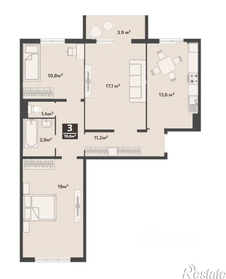 3-комн квартира в новом доме 4-й Амурский проезд, 15