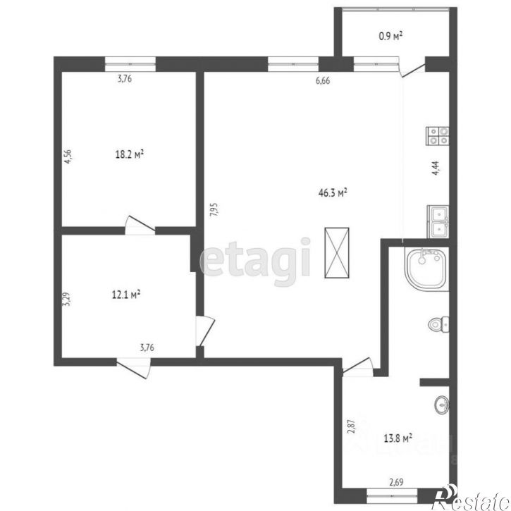 2-комн квартира пр-кт Карла Маркса, 10,  д. 10