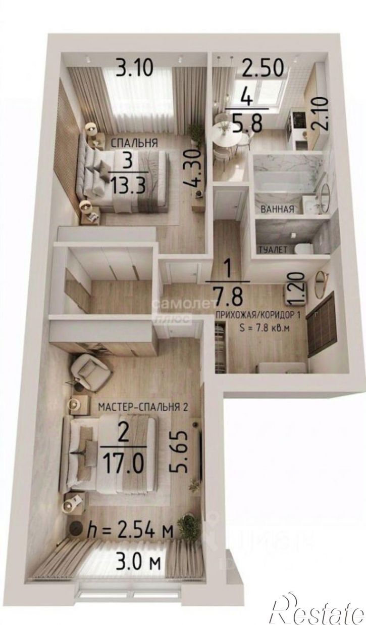 2-комн квартира ул Волкова, 9А,  д. 9А