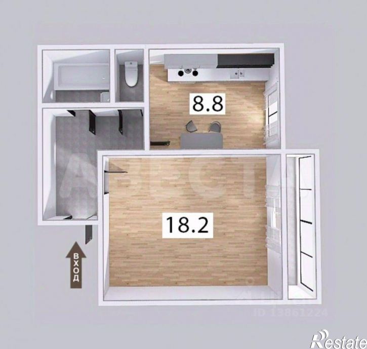 1-комн квартира ул 15-я Рабочая, 88,  д. 88