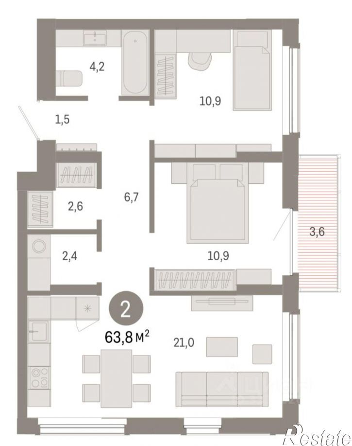 2-комн квартира ул Омского Авангарда, 1,  д. 1