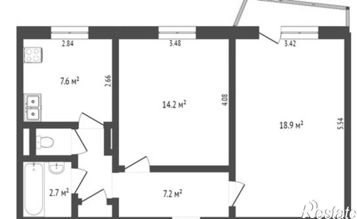 2-комн квартира ул Рокоссовского, 6,  д. 6