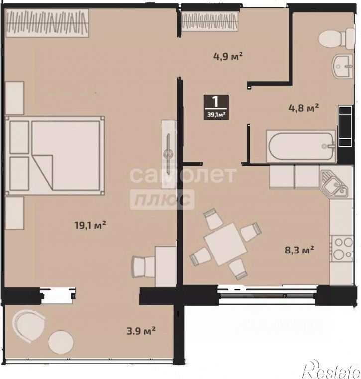 1-комн квартира Биофабрика п., д.18, к.1