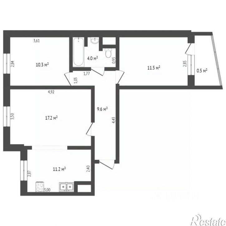 3-комн квартира пр-кт Комарова, 1,  д. 1