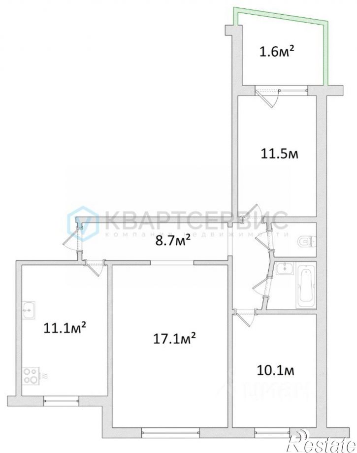 3-комн квартира ул Краснопресненская, 6,  д. 6